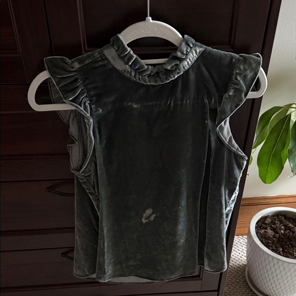 LOFT Dark Gray Ruffle Blouse